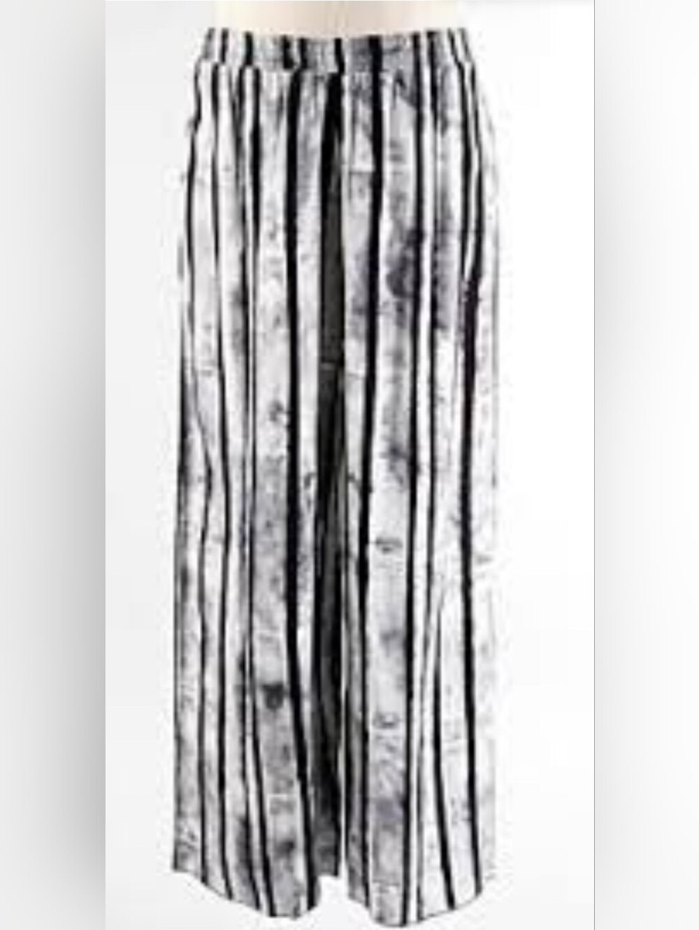 Kozan Elastic Waist Black White Stripe Flowy Pocketed Pants XL